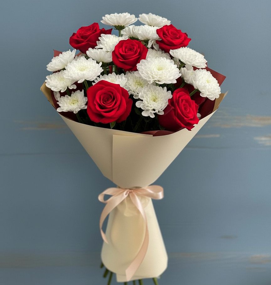 Букет цветов из: Розы и Хризантемы в Кутулике