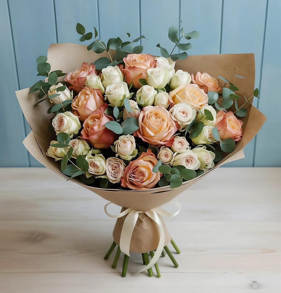 Букет цветов из: Альстромерии и Розы в Кутулике