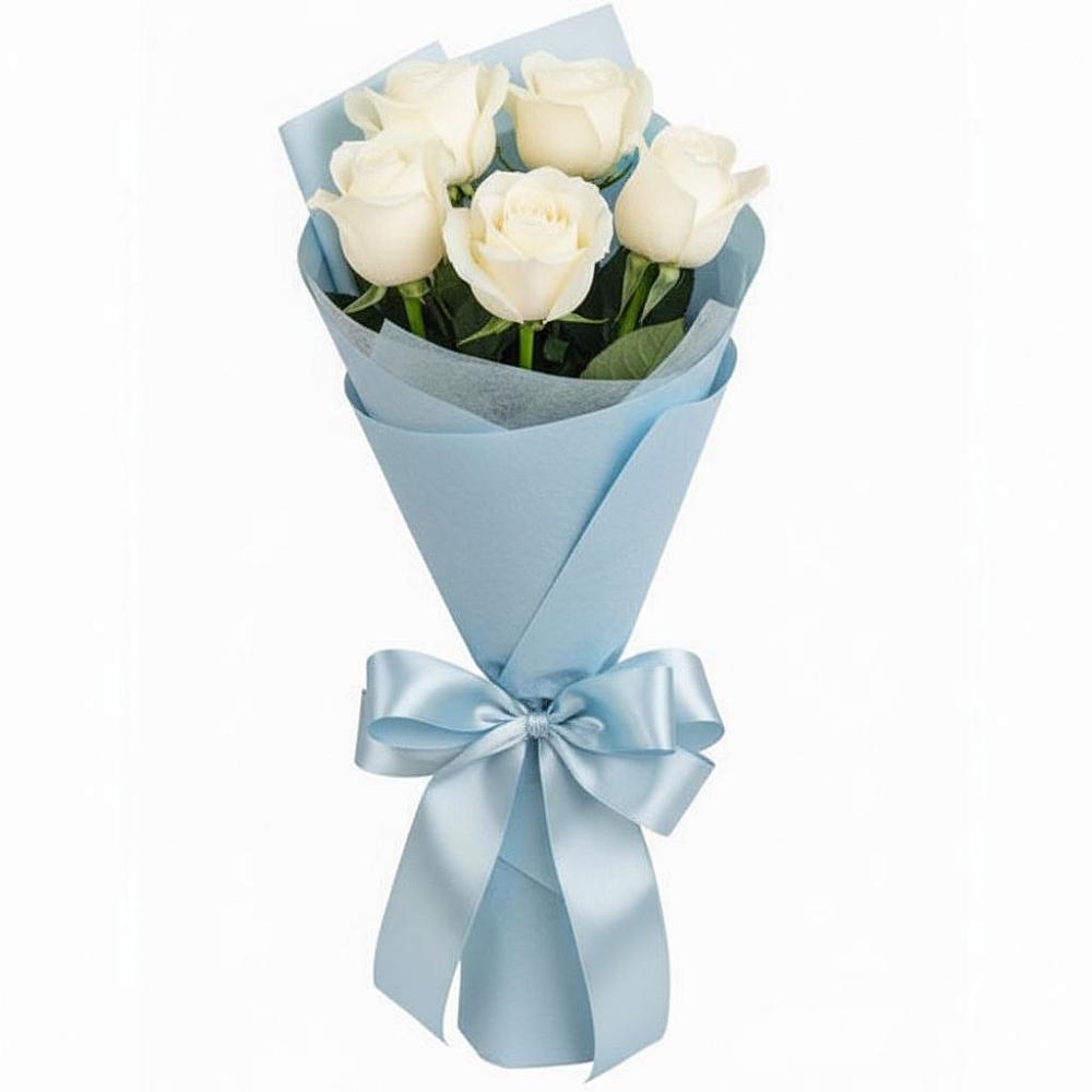 Букет 5 Белых роз Проуд в Кутулике