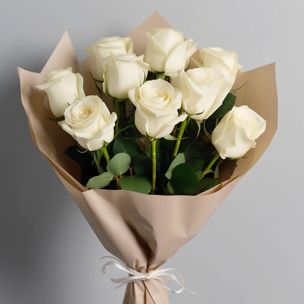 Букет 9 Белых роз Эдлесс Лав в Кутулике