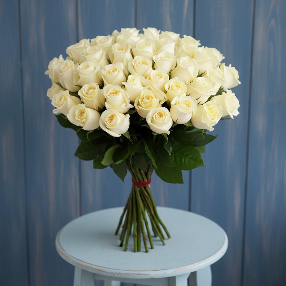 Букет 51 Белая роза Эдлесс Лав в Кутулике