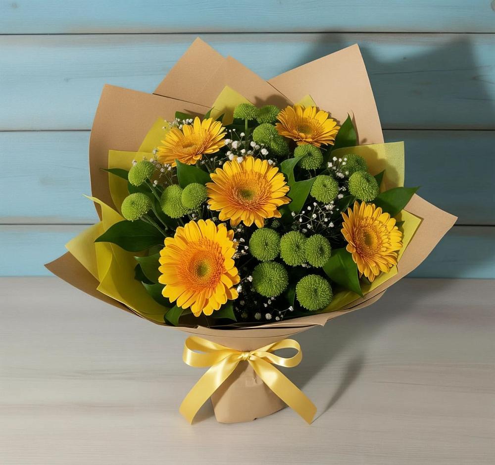 Букет цветов из: Герберы и Хризантемы в Кутулике