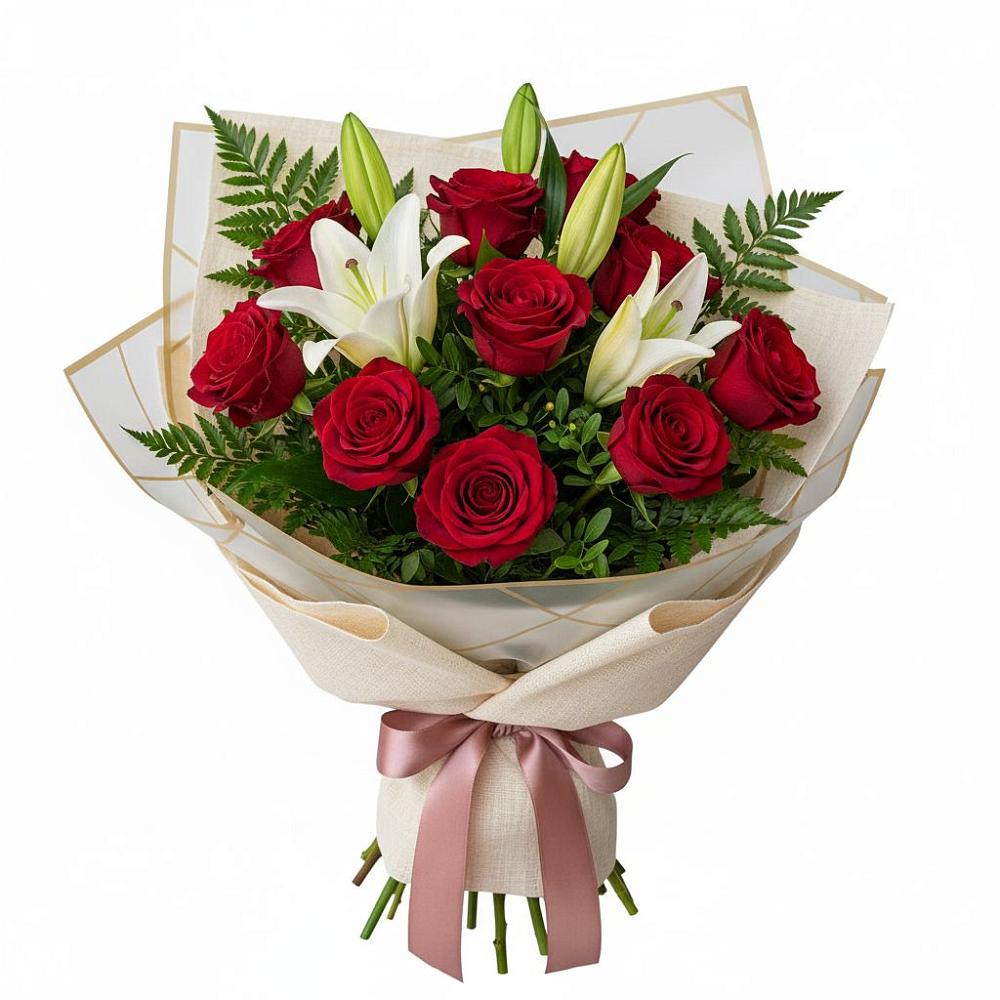 Букет цветов из: Лилии и Розы в Кутулике