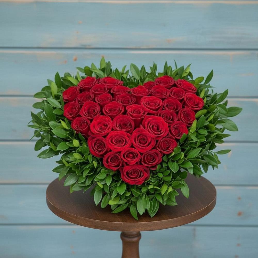 Цветочная композиция из Розы в виде сердца в Кутулике