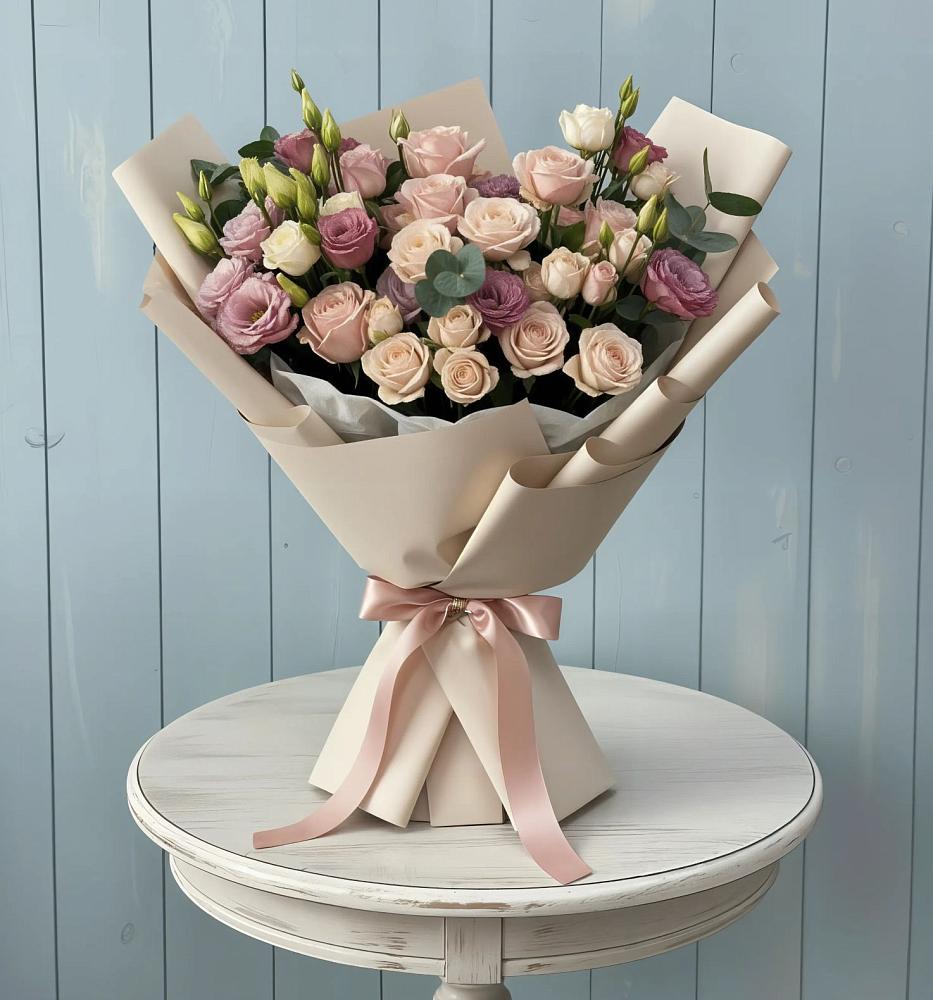 Букет цветов из: Розы и Лизиантусы в Кутулике