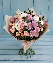 Букет цветов из:  Хризантемы, Розы и Альстромерии в Кутулике