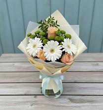 Букет цветов из:  Герберы, Розы и Хризантемы в Кутулике