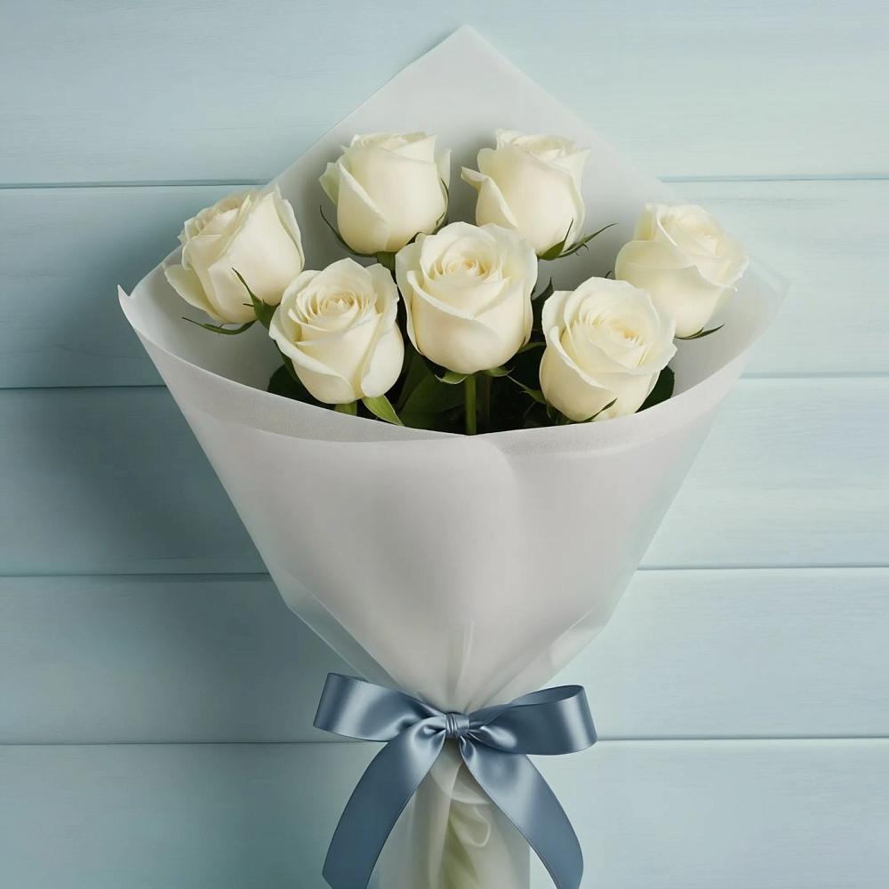 Букет 7 Белых роз Эдлесс Лав в Кутулике