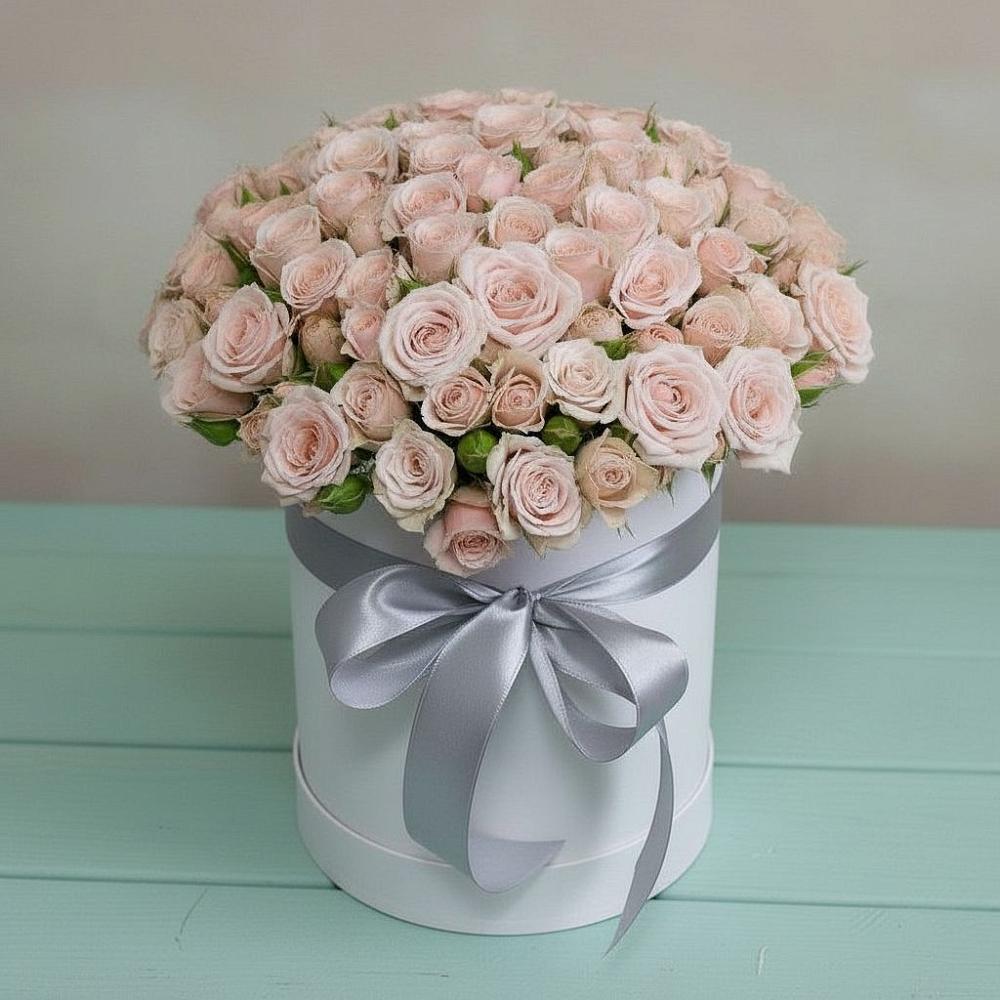 Цветочная композиция из Розы в шляпной коробке в Кутулике